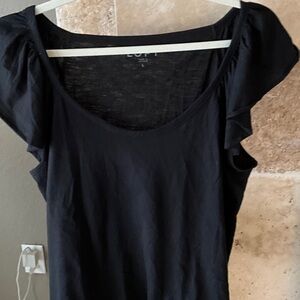 J. Crew Factory Black Blouse with Ruffle Detail
